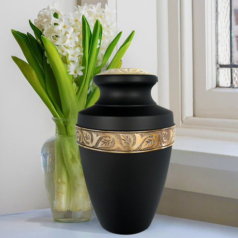 Majestic Black Extra Large Cremation Urn for Human Ashes Up to 300 Pounds
