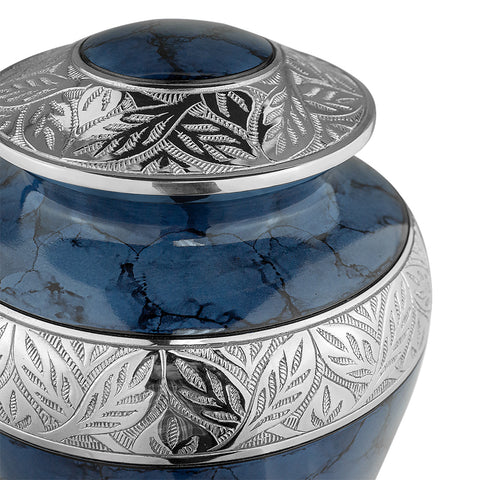Extra Large Dark Blue Wings of Love Cremation Urn for Human Ashes - Up to 300 Pounds