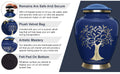 Blue Tree of Life Large Cremation Urn for Human Ashes
