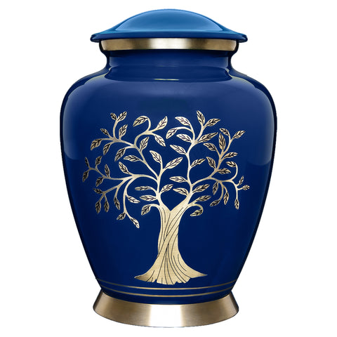 Blue Tree of Life Large Cremation Urn for Human Ashes