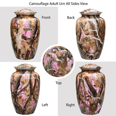 Pink Camouflage Adult Cremation Urn for Human Ashes