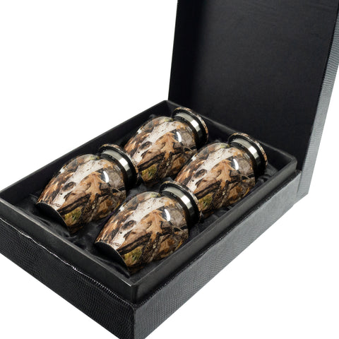 Brown Camouflage Keepsake Urns for Human Ashes - Set of 4