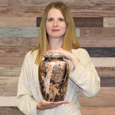 Brown Camouflage Cremation Urn for Human Ashes