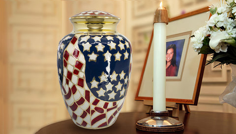 Classic Patriotic Flag Adult Cremation Urn for Human Ashes