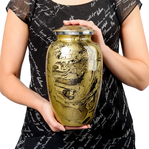 Gold and Black Adult Cremation Urn for Human Ashes