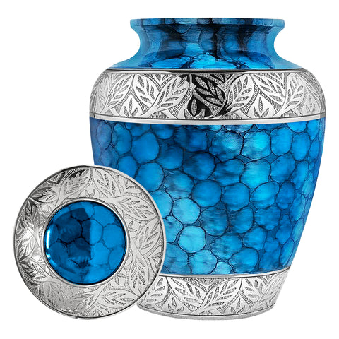 Forever Remembered Classic Blue Adult Cremation Urn for Human Ashes