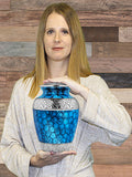 Forever Remembered Classic Blue Adult Cremation Urn for Human Ashes
