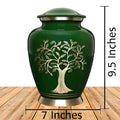 Modern Tree of Life Green Large Cremation Urn for Human Ashes