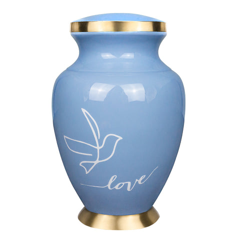 Modern Love Light Blue Large Adult Cremation Urn for Human Ashes