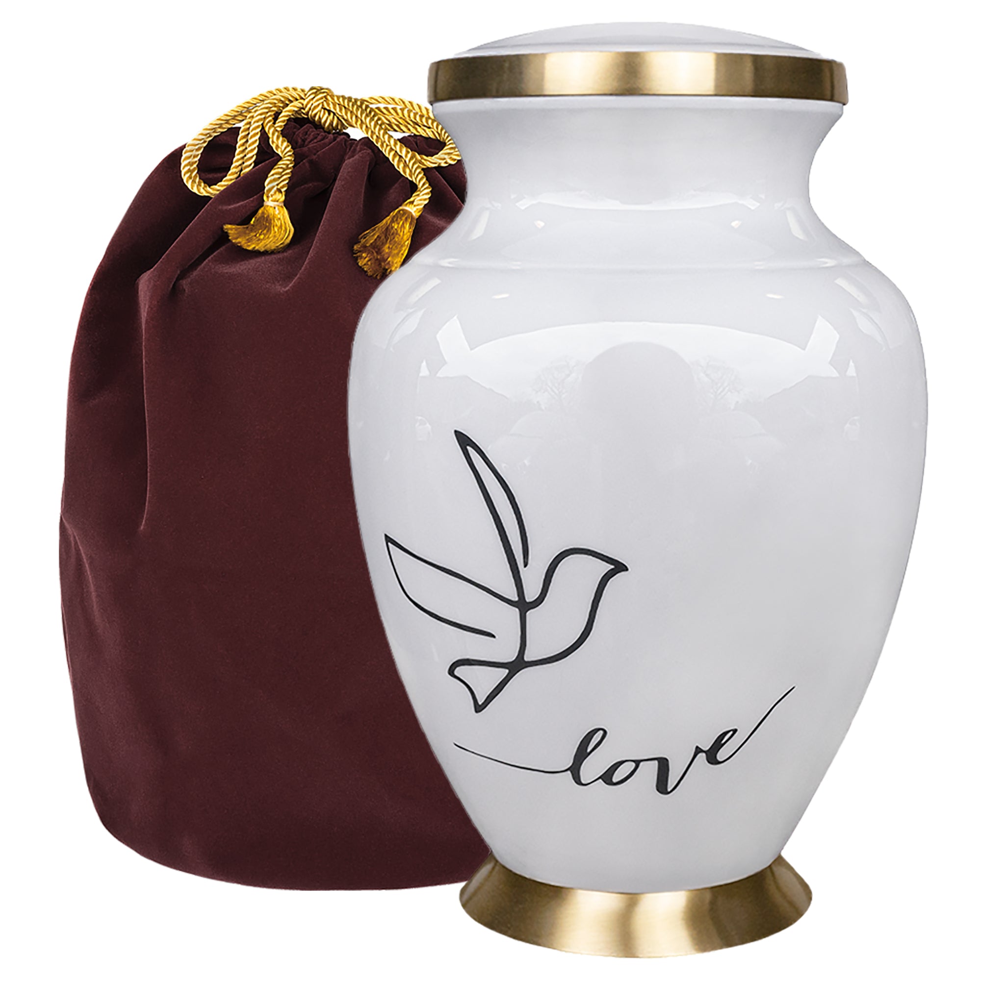 FOREVER URNS® Urns for ashes adult - Funeral WHite Floral Large funeral urn for ashes of loved ones Size 9.5