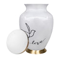 Modern Love White Large Adult Cremation Urn for Human Ashes