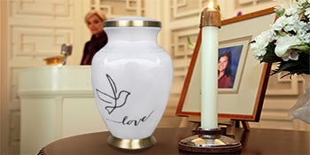 Modern Love White Large Adult Cremation Urn for Human Ashes