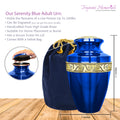 Serenity Blue Adult Cremation Urn for Human Ashes