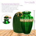 Serenity Green Adult Cremation Urn for Human Ashes