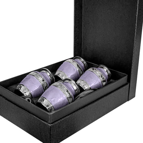 Silver Linings Lavender Small Keepsake Urn for Human Ashes - Set of 4