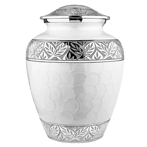 Silver Linings White Adult Cremation Urn for Human Ashes