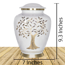 Tree of Life White Small Keepsake Urn for Human Ashes