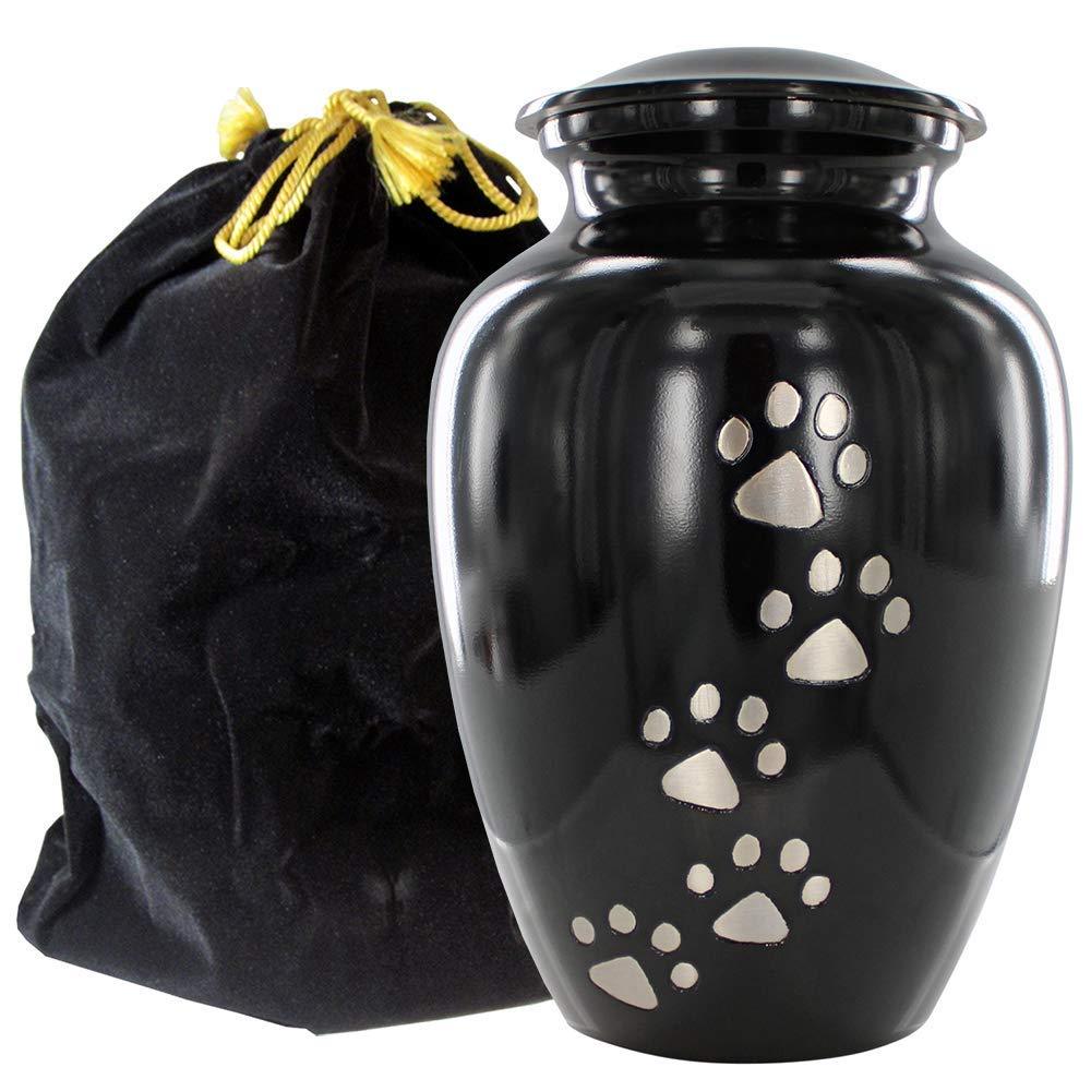 Pet Cremation Urn for Dogs Cats Ashes Black 4 Inches Tall Small Up to 17 lbs