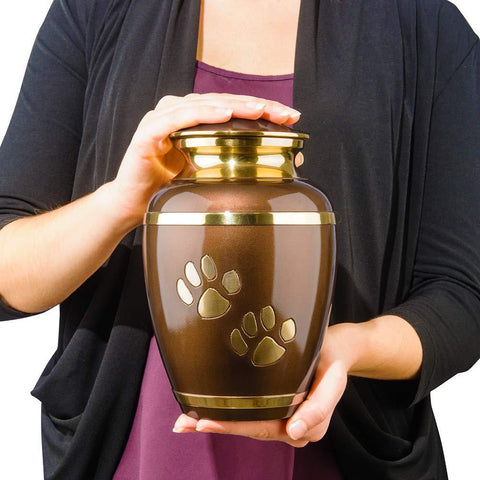 ALWAYS FAITHFUL BROWN PET URN FOR DOGS AND CATS ASHES