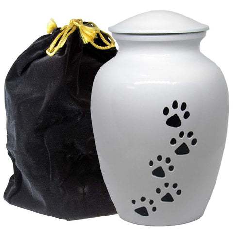 ALWAYS FAITHFUL WHITE PET URN FOR DOGS AND CATS ASHES
