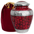 Celebration of Life Lovely Red Adult Cremation Urn for Human Ashes - w Velvet Bag