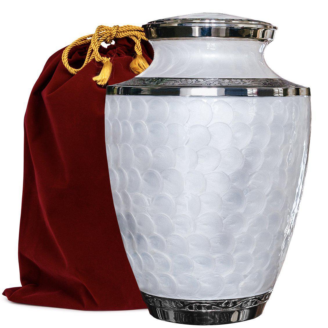 Everlasting Love Beautiful Timeless White Adult Cremation Urn For Human Ashes
