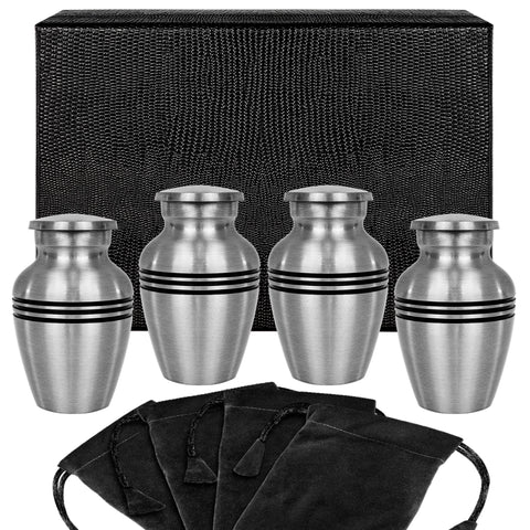 Grace and Mercy Beautiful Pewter Small Keepsake Urns for Human Ashes - Set of 4