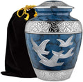Heavenly Peace Dark Blue Wings of Love Large Urn for Human Ashes