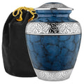Heavenly Peace Lovely Dark Blue Adult Cremation Urn For Human Ashes - With Velvet Bag