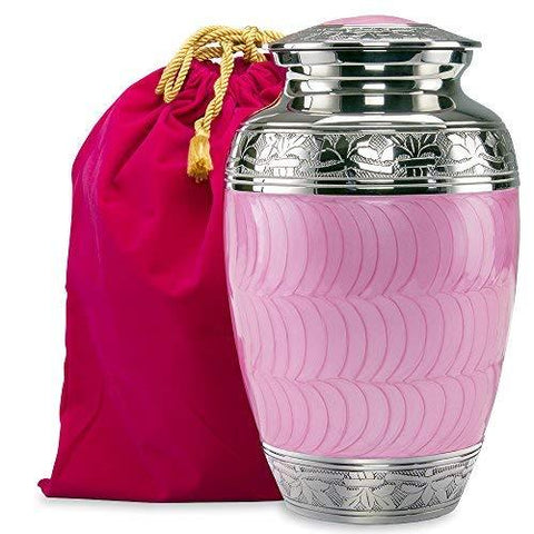 Hugs and Kisses Beautiful Light Pink Adult Urn for Human Ashes - w Velvet Bag