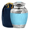 Hugs and Kisses Elegant Light Blue Child's Urn for Human Ashes - w Velvet Bag