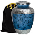 Majestic Extra Large Dark Blue Urn for Human Ashes for Human Up to 300 Pounds - With Velvet Bag