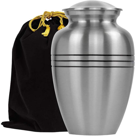 Majestic Extra Large Pewter Urn for Human Ashes for Human Up to 360 Pounds - With Velvet Bag