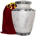 Majestic Extra Large White Urn for Human Ashes for Human Up to 330 Pounds - With Velvet Bag
