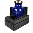 Modern Love Dark Blue Small Keepsake Urns for Human Ashes - Qnty 1 - w Case