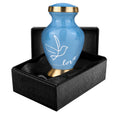 Modern Love Light Blue Small Keepsake Urns for Human Ashes - Qnty 1 - w Case