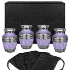 Silver Linings Lavender Small Keepsake Urn for Human Ashes - Set of 4 - w Case