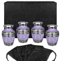 Silver Linings Lavender Small Keepsake Urn for Human Ashes - Set of 4 - w Case