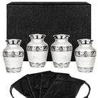 Silver Linings White Small Keepsake Urn for Human Ashes - Set of 4 - w Case