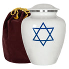 Star of David Jewish Urn for Human Ashes - with Velvet Bag