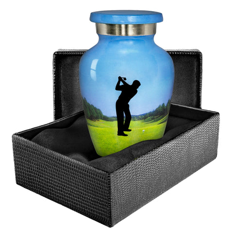 The19th Hole Mens Golf Small Keepsake Urn for Human Ashes - Qnty 1 - w Case