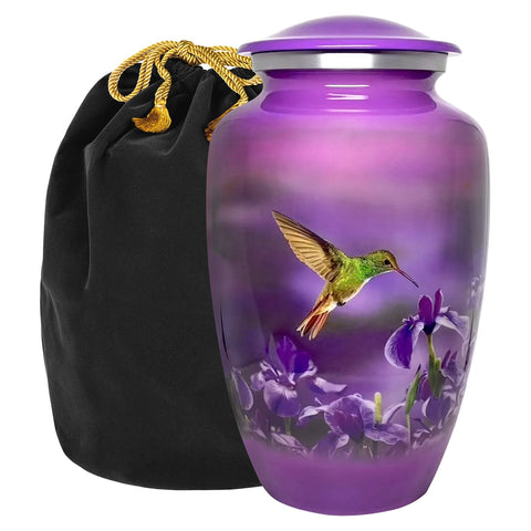 Trupoint Memorials Natures Peace Hummingbird Adult Large Urn for Human Ashes - w Velvet Bag